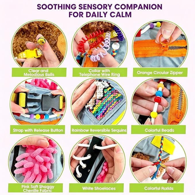 Fidget Dog Blanket for Dementia & Alzheimer’s|Dementia Activities for Seniors|Anxiety & Stress Relief|Sensory Activities for Elderly with Alzheimer’s or Dementia