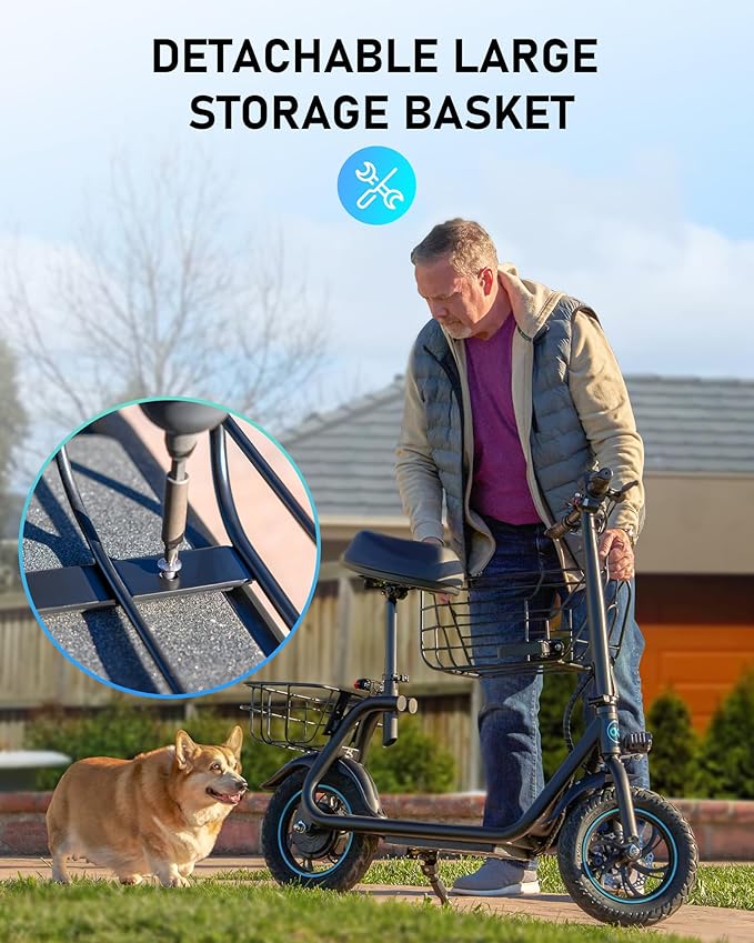 Gyroshoes Electric Scooter with Seat for Adults & Teens, 550W Powerful Motor, 20-Mile Range, Speed up to 18.6MPH, Ample Storage for Pets & Cargo, Electrically-Powered Motor Scooters