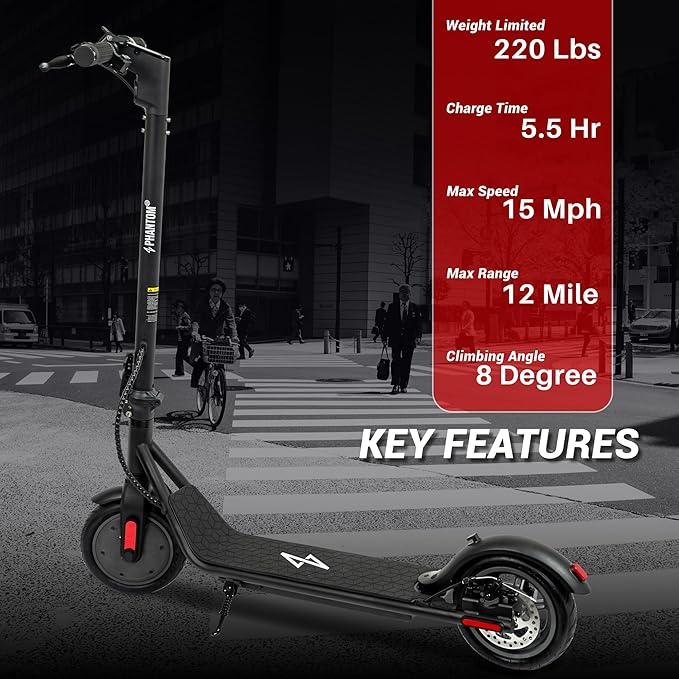 Phantomgogo Electric Scooter for Adults Scooters Kids Foldable E-Scooter with with 350W Motor 15.5 mph Max Speed Long Range EScooter for Commuter