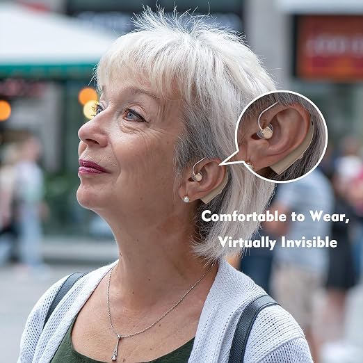 Hearing Aids, Rechargeable Hearing Aids for Seniors, Hearing Amplifiers with Noise Cancelling & Volume Control-Hearing Aid Loss Amplifier Seniors & Adults Charging Case-Beige