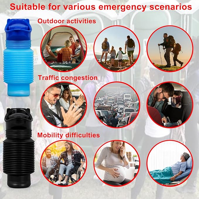 Pee Bottles For Men,Collapsible Urine Bottle With Disposable Replacement Bags,Car Pee Bottle For Men And Women,750ml,Leakproof,2-Piece Set Emergency Urinal For Road Trips,Traffic Jams And Camping