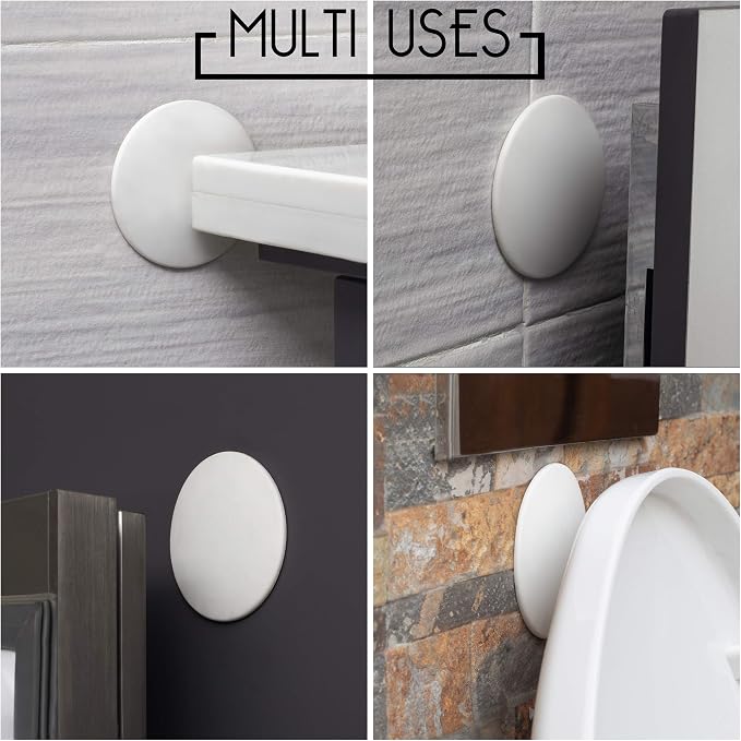 Door Stoppers X-Large 5" (3 Pack) - Door Stoppers for Wall with Strong Back Adhesive - Quiet and Shock Absorbent Silicone Wall Protectors from Door Knobs - Protects Every Surface - White