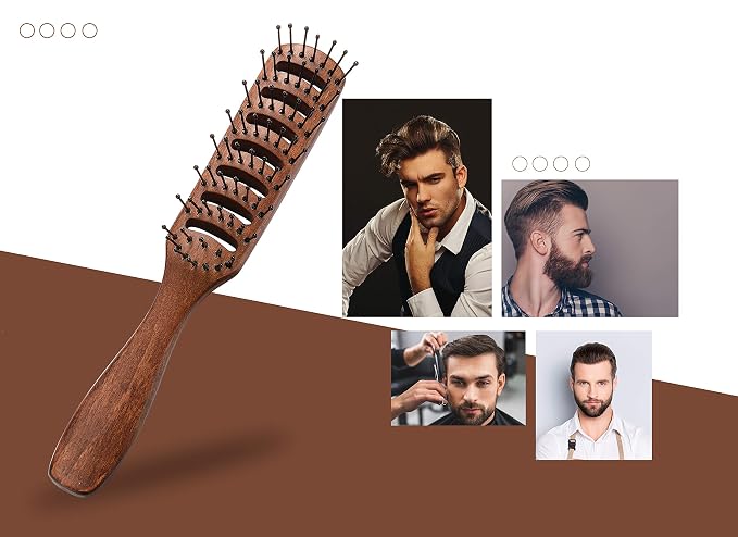 PERFEHAIR Vented Hair Brush for Blow Drying, Men's Vent Volumizing Hairbrush with Ball Tipped Bristles for Styling Dry, Wet, Short, Curly or Straight Hair
