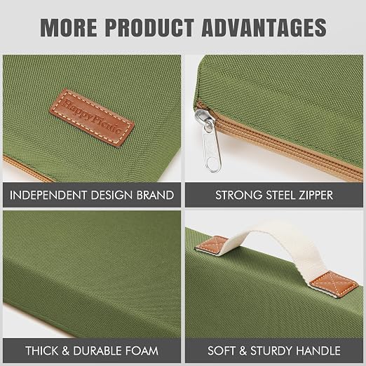HappyPicnic Extra Thick Kneeling Pad, 1 Pack, Green, 17.5 x 11 x 2in | Soft High-density Foam knee support, with Handle, Easy to Clean, for Gardening, Yoga, Prayer, Housework, Exercise