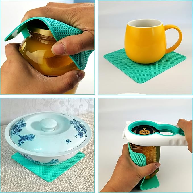 Otstar Latest Jar Opener Bottle Opener tool for Weak Hands,Seniors with Arthritis,Low Strength and Children, Multi Opener Set with Rubber Jar Gripper Pad and Corkscrew Wine Opener