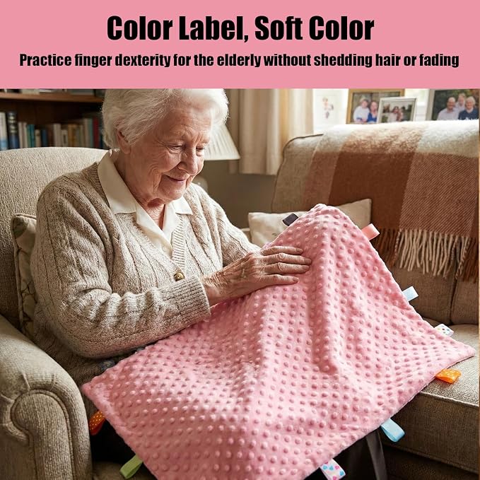 Fidget Blanket for Adults with Dementia, Sensory Blanket Mat for Alzheimers Patients, Dementia Activites for Senior, Gift for Dementia Patients,Sensory Toys for Autism (Rose)