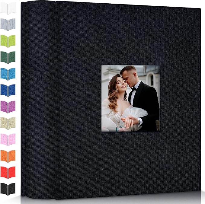 Artfeel Photo Album 4x6 with 1000 Pockets,Slip-in Picture Albums,Linen Cover Memory Book with Front Window,White Page Vertical Photo Book for Wedding,Family,Anniversare,Baby,Vacation