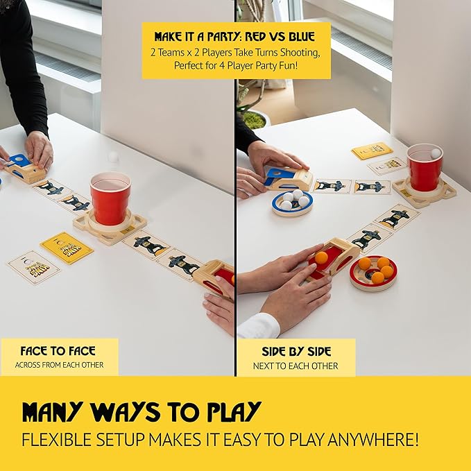 King Pong Original Shot Making Portable Pong Card Game for Kids, Teens & Adults | 1-4 Players | 12 Mini Games Included | Family Game Night, Travel & Party Fun