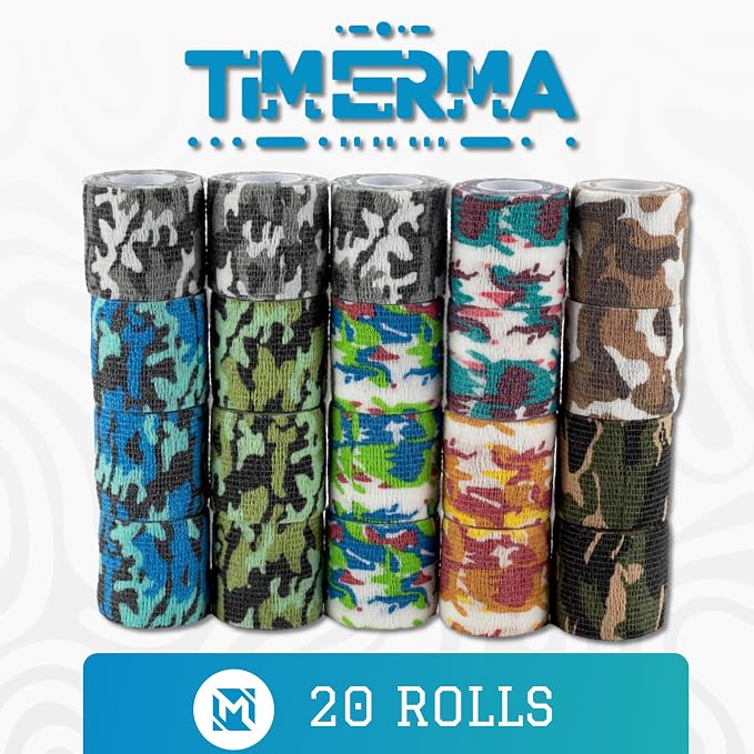 20 Rolls Self Adhesive Bandage Wrap Elastic&Breathable Ideal for Wound Care, Sports & Joint Sprains Adhesive Vet Wrap Versatile Support for Dogs Cats Horses Birds, Pet First Aid (Multi-Camo)