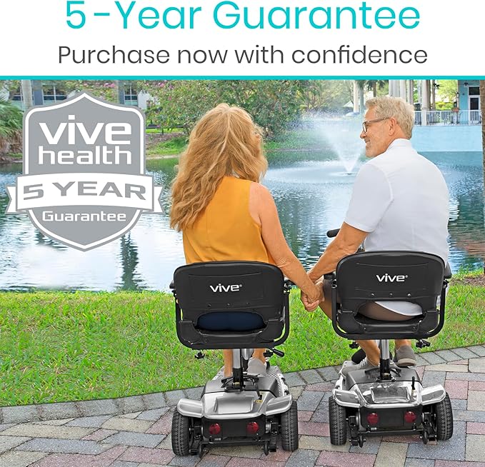 Vive 3 Wheel Mobility Scooter - Electric Powered Mobile Wheelchair Device for Adults - Folding, Collapsible and Compact for Travel - Long Range Power Extended Battery with Charger and Basket Included