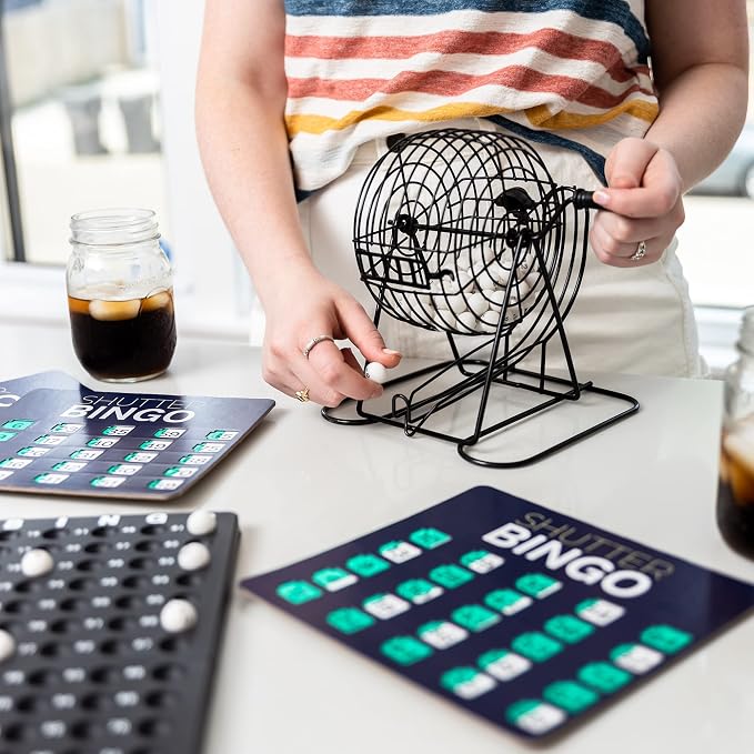 Royal Bingo Supplies Bingo Game Set for Adults, Seniors & Family - Bingo Balls with Cage and Bingo Cards with Sliding Windows - Shutter Card Roller Cage Set