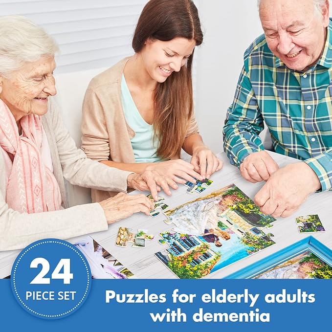 Assistex Large Piece Jigsaw Puzzle for Seniors with Dementia with Conversation Prompts, Large Piece Memory Game for Adults, Elderly, and Dementia Patients – Wedding Puzzle, 24 pcs