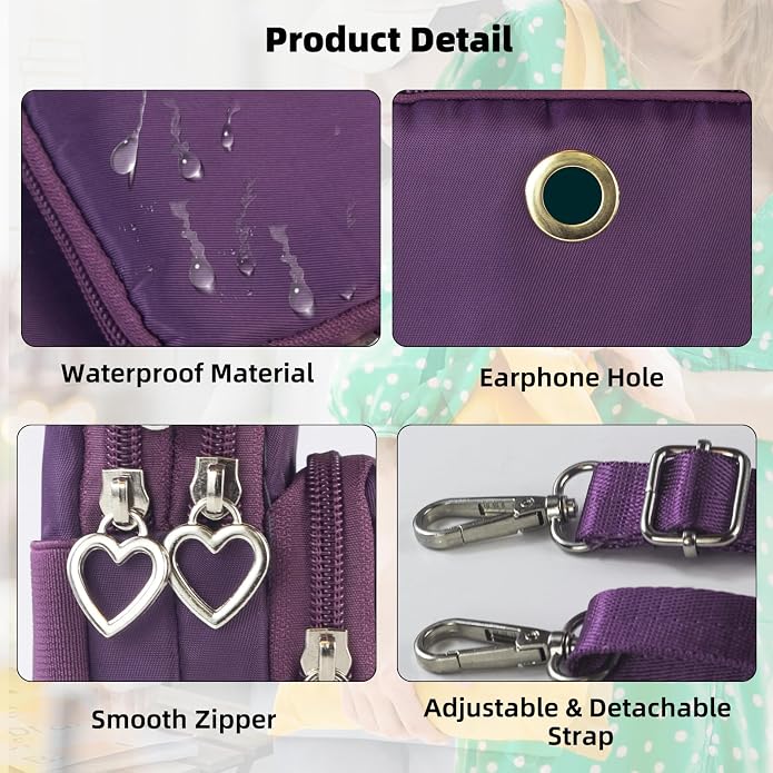 Small Crossbody Bag for Women - Mini Phone Purses with Crossbody Strap and Wallet - Nylon Arm Bag