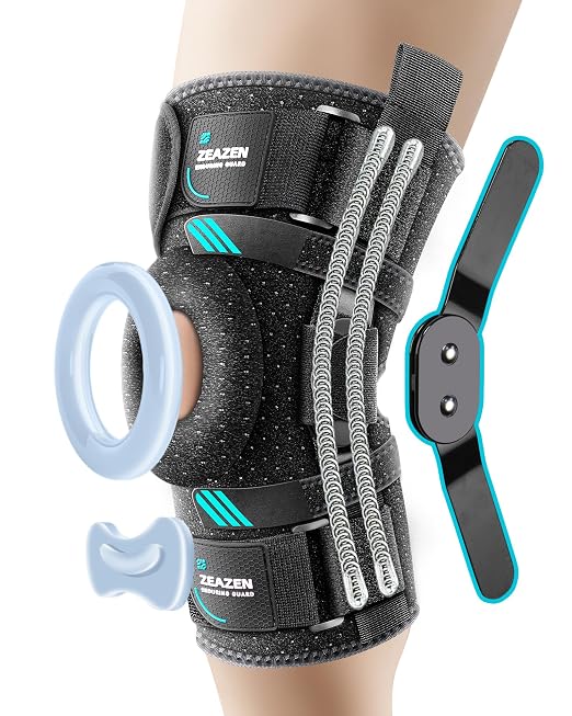 Hinged Knee Brace with Dual Hinges & Patella Compression Pads – Strong Knee Support for ACL, MCL, Meniscus, Joint Stability – Adjustable Open Patella Design for Men and Women, Plus Size Fit (Large)