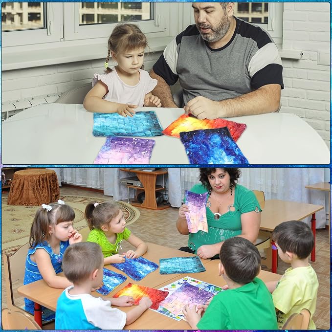CHENGU 4 Pcs Marble Maze Mat Sensory Fidget Stress Relief Toys Calming Sensory Mat Anxiety Relief Fabric Toys for Teens Autism Calming Down Classroom Gifts Prizes(Starry Sky,12.99 x 8.66 in)