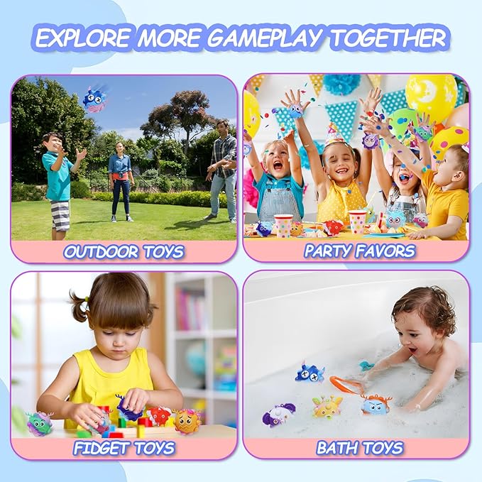 24 Pack Pop Fidget Toys Bulk 3D Stress Ball Toy, Party Favors for Birthday, Sensory Toys Bulk Squeeze Toys, Stress Relief, Easter Basket Stuffers, Classroom Prizes Stocking Stuffers for Adults Toddler