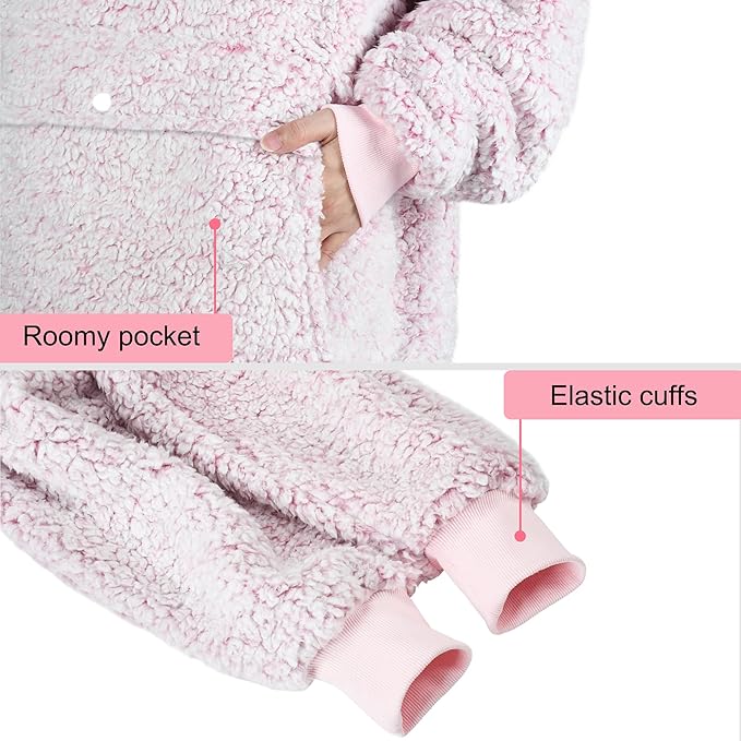 Catalonia Oversized Blanket Hoodie Sweatshirt, Wearable Sherpa Lounging Pullover for Adults Women Men