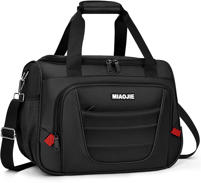 Underseat Carry On luggage Bag Airplanes Personal Item Bags Weekender Overnight Travel Tote Bag Shoulder Small Softside Carry on Luggage Travel Duffel Bags For Men Women -18 IN Black