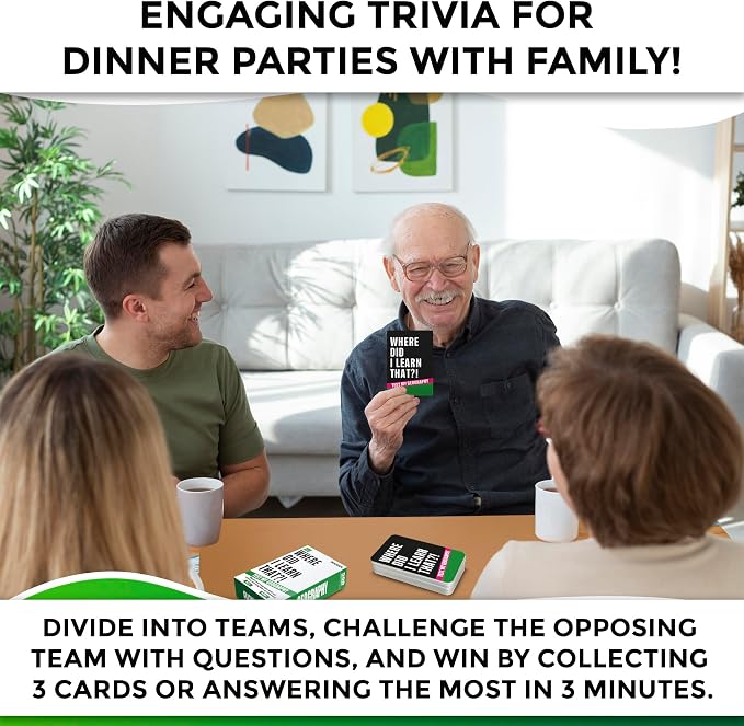 Trivia Card Games for Adults — Family Board Games for Teens and Adults | 2000 Questions Trivia Cards with Answers in Geography, History, Science, General Knowledge – Party Game for Family Game Night