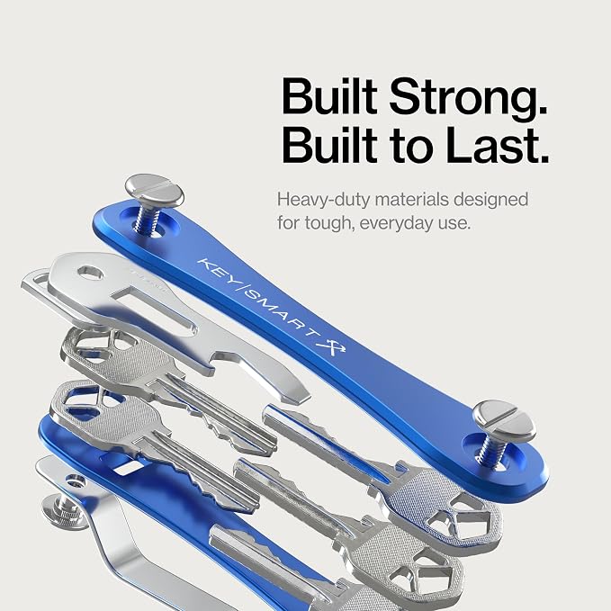 KeySmart Rugged Keychain Multitool Key Holder, Up to 14 Keys | Key Organizer for EDC. Expandable, Durable Build, Reduces Key Chain Bulk & Jingle, Pocket Clip & Bottle Opener Included
