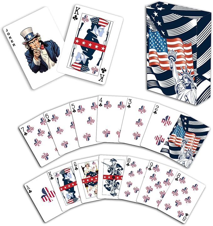 Military Gift Shop Blue American Flag Playing Cards - Patriotic Graphics - Premium Quality - Veteran Gifts for Men or Women | Flag Playing Cards Blue