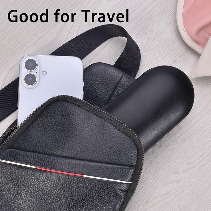 Muf 2 in 1 Contact Lens Case and Glasses Case, Double Sided Design with Mirror, Portable Travel Kit with Tweezer, Remover and Solution Bottle, Black 04