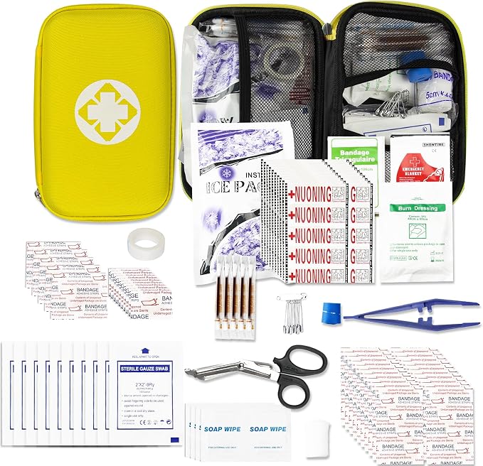 First Aid Kit Car Home Emergency Essential Kits - Yellow 277Pcs YIDERBO | Basic Hiking Supplies Survival Gear First Aid Set Camping Backpacking Sports
