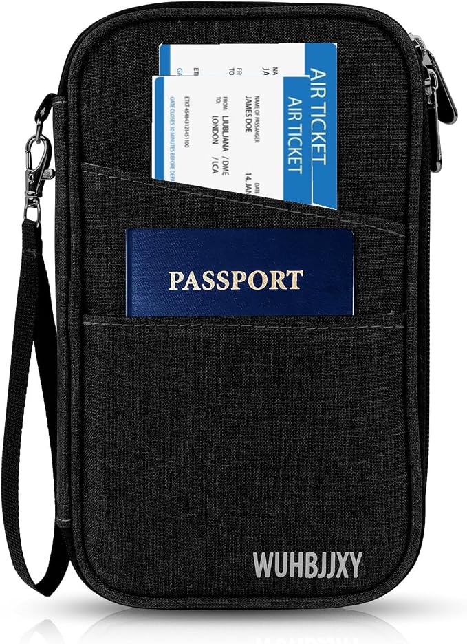 Amazing,Practical,Premium,RFID Family Passport Holder, Travel Wallet, Travel Document Organizer, Passport Bag,(Black)