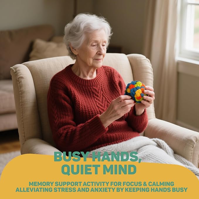 Sensory Toy for Dementia and Alzheimer’s, Soft Textured Fidget Ball for Seniors and Elderly Adults, Calming Anxiety Relief for Busy Hands, Tactile Activity Aid for Memory Care