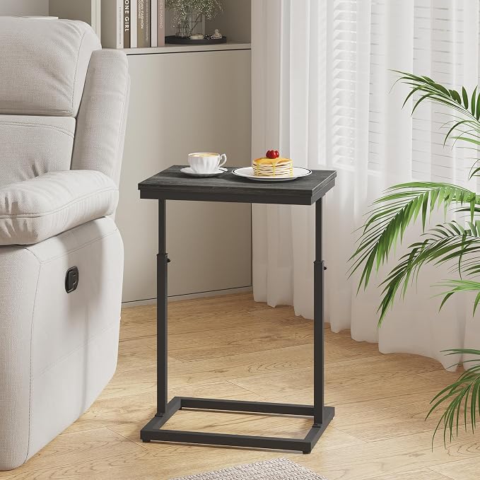 TUTOTAK End Table, Side Table, Tall Couch Table, Sofa Table | for Living Room, Bedroom, Grey TB01BY083P
