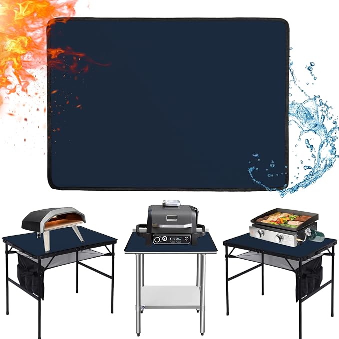 Heat Resistant Mats for Countertop fits Tabletop Grill, 36x24x0.04in, Blue | 1022℉ Fireproof grill mat for countertop/table protection, fits gas/charcoal grills, pizza ovens, fits Blackstone & Ninja