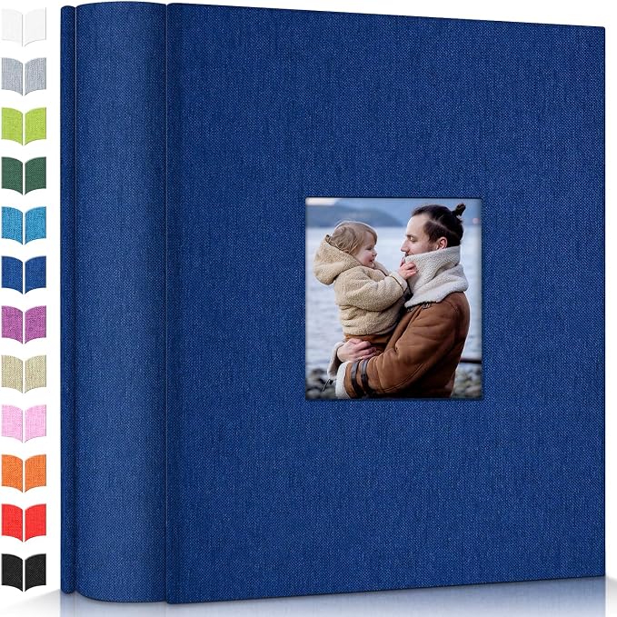 Artfeel Photo Album 4x6 with 1000 Pockets,Slip-in Picture Albums,Linen Cover Memory Book with Front Window,White Page Vertical Photo Book for Wedding,Family,Anniversare,Baby,Vacation