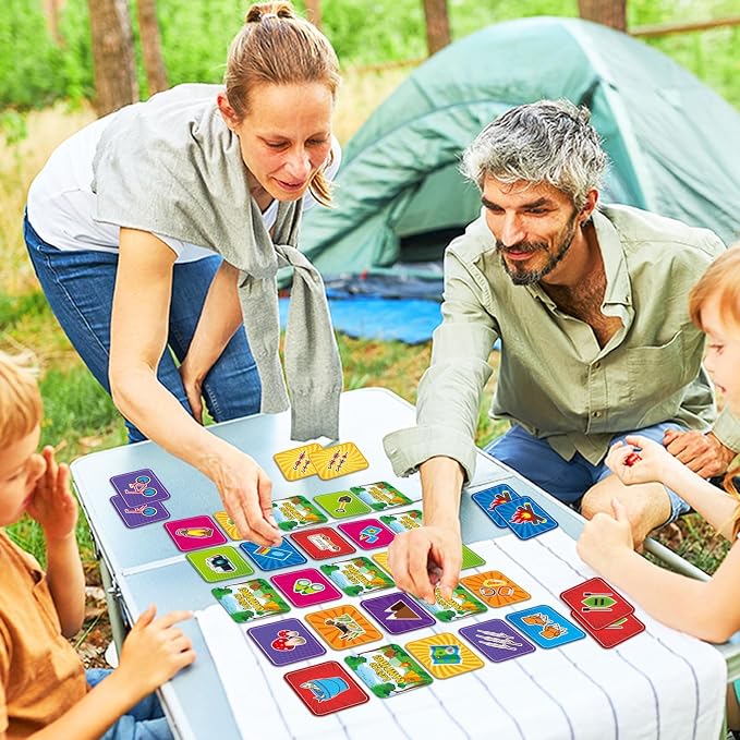 gisgfim 100 PCS Memory Matching Game for Kids Summer Camp Concentration Memory Card for Preschool Educational Ages 3-8 A Fun & Fast Camp Theme Matching Games