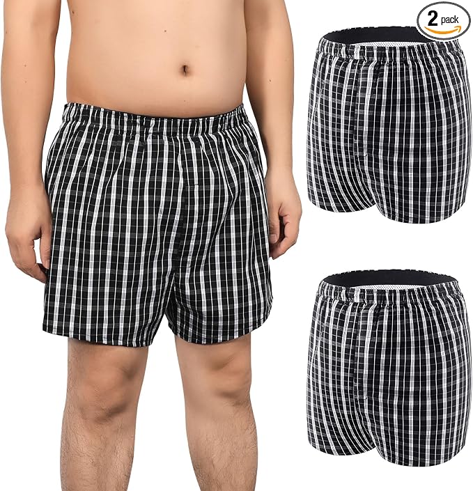 Incontinence Underwear for Men Washable 2 Pack Mens Leakproof Underwear with Front Fly for Bladder Leakage Protection Instant Absorbency Mens Incontinence Boxers (2X-Large, Black Plaid) | Front-to-Rear Absorbent Protection, Discreet Leak-Proof Boxer Br...