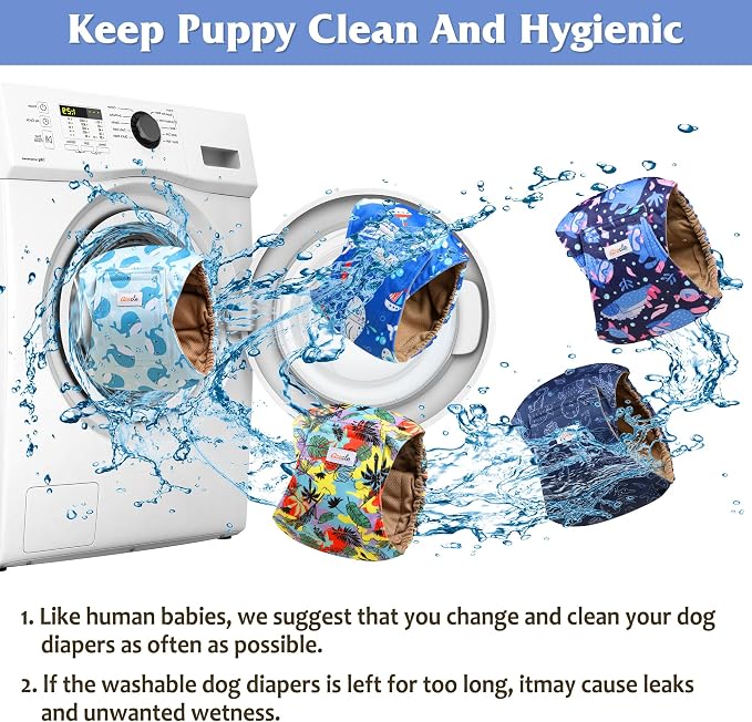 5 Pack Dog Diapers Male Reusable, Premium Belly Bands for Dogs, High Absorbing Male Dog Pee Wraps for Doggie in Incontinence or Excitable Urination Hawaii XL