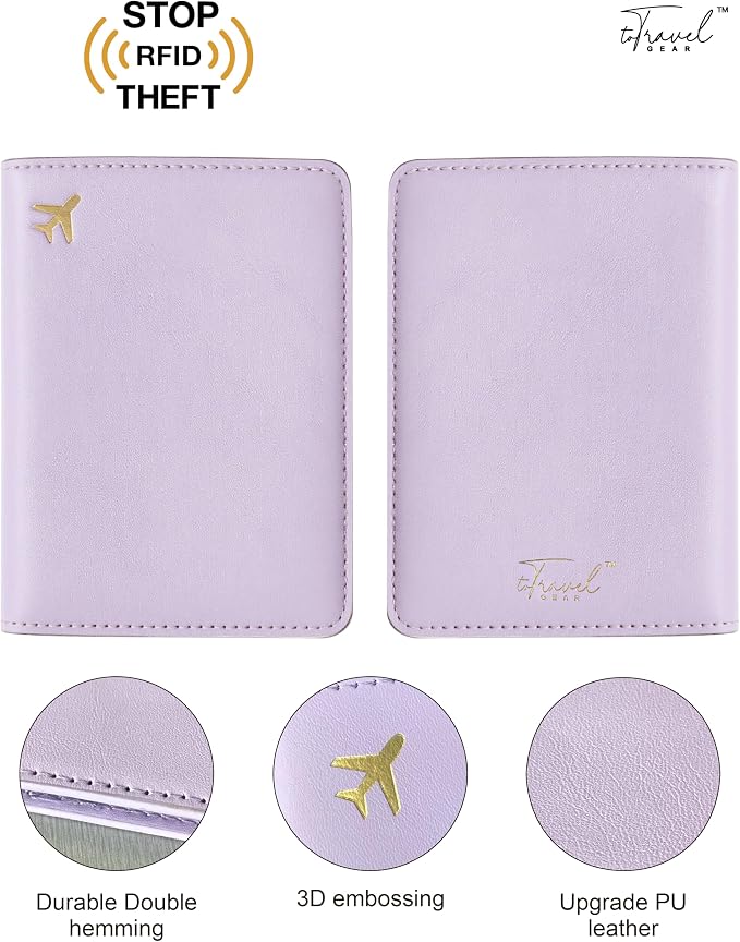 Passport Holder for Travel, RFID Blocking Waterproof PU Leather Travel Passport Cover Case Wallet