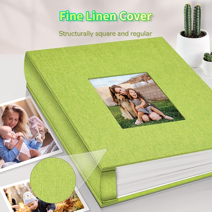 Artfeel Photo Album 4x6 with 1000 Pockets,Slip-in Picture Albums,Linen Cover Memory Book with Front Window,White Page Vertical Photo Book for Wedding,Family,Anniversare,Baby,Vacation