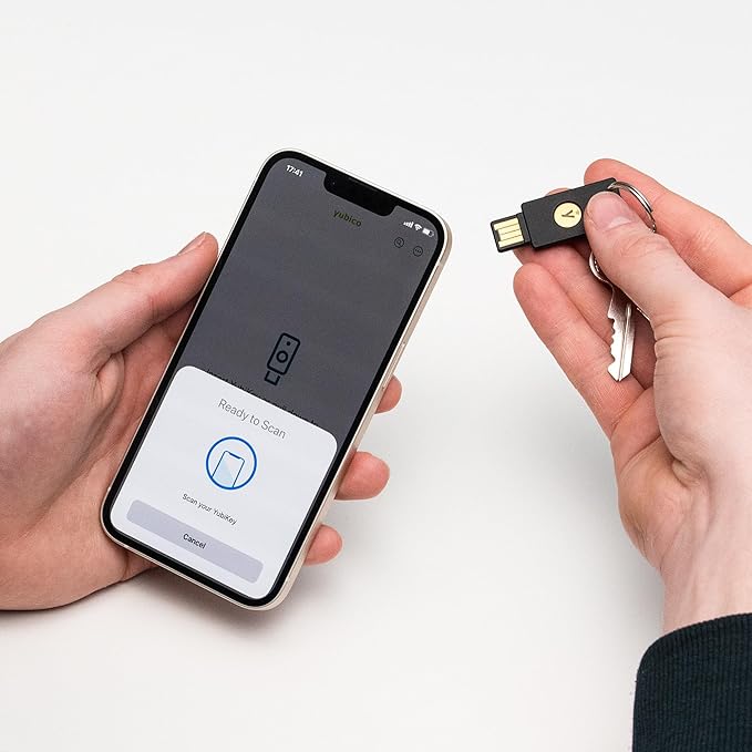 Yubico - YubiKey 5 NFC - Multi-Factor authentication (MFA) Security Key and passkey, Connect via USB-A or NFC, FIDO Certified - Protect Your Online Accounts