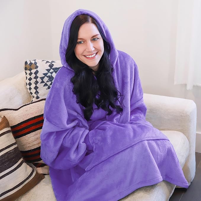 Catalonia Oversized Blanket Hoodie Sweatshirt, Wearable Sherpa Lounging Pullover for Adults Women Men