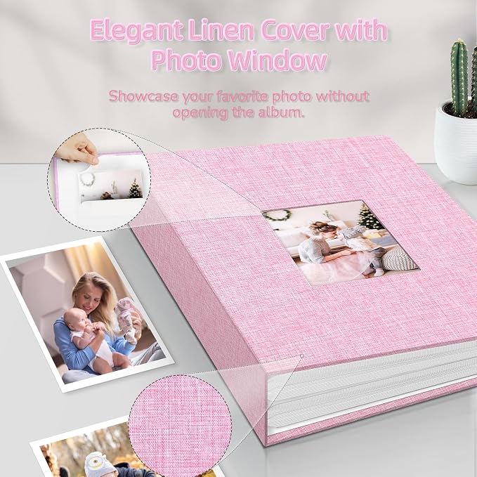 popotop Photo Album 4x6-100 Photos Photo Books with 100 Vertical Pockets,Linen Cover Albums for Family Wedding Anniversary Baby Vacation Pictures