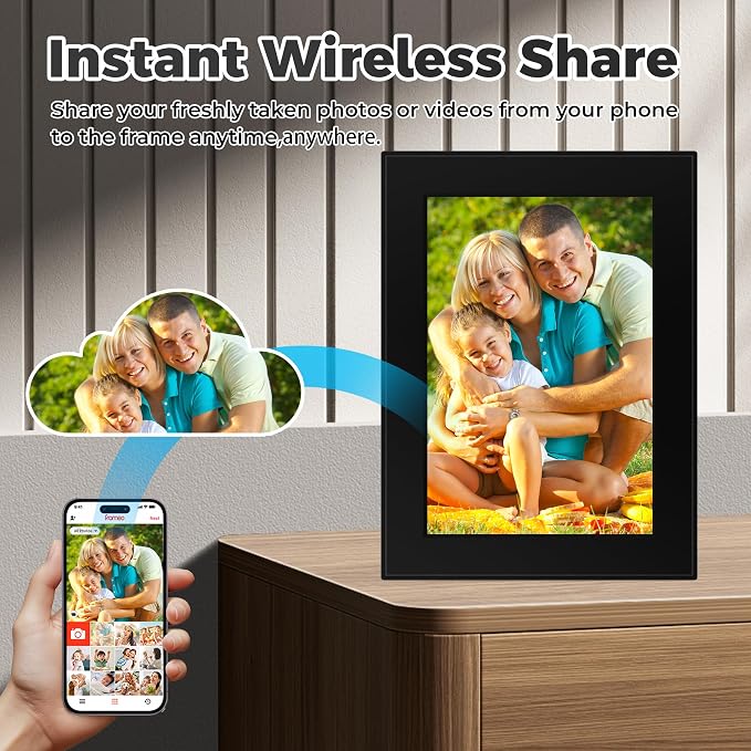 32GB FRAMEO 10.1 Inch Smart WiFi Digital Photo Frame 1280x800 IPS LCD Touch Screen, Auto-Rotation, Share Moments Instantly via Frameo App from Anywhere, Support Schedule Adding & Calendar Display