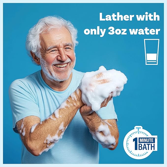 Scrubzz Disposable No Rinse Bathing Wipes - All-in-1 Single Use Shower Wipes, Simply Dampen, Lather, and Dry Without Shampoo or Rinsing (Unscented, 4-Pack)