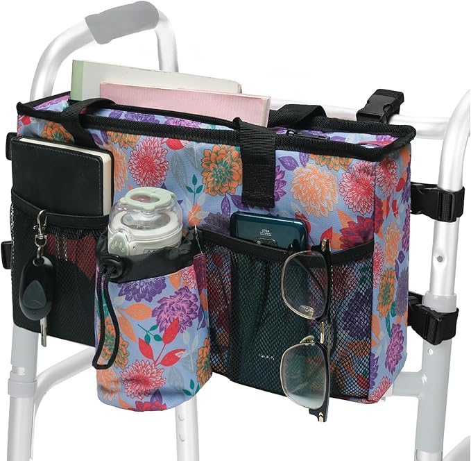 Walker Bag Seniors Accessories with Cup Holder Pocket for Folding Tote Pouches Storage Carry Things Basket