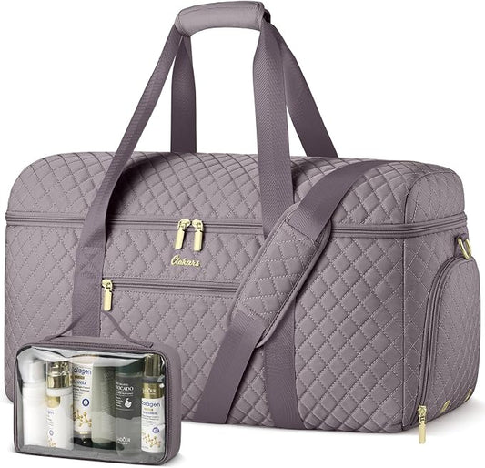 Travel Bags for Women Wide Open Large weekender Duffle Bag with Shoe Compartment Overnight Hospital Bag For Women Labor Delivery Carry on Bag Personal Item Travel Bag with Wet Pocket Purple Grey