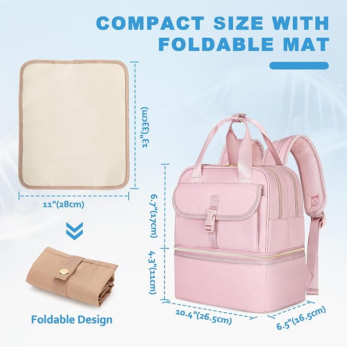 Fasrom Medicine Travel Bag, Pill Bottle Organizer w/Insulated Compartment | Double Layer Design with Waterproof Mat, Stores Vitamins & Medical Supplies, Travel, Home and Daily Medication Storage