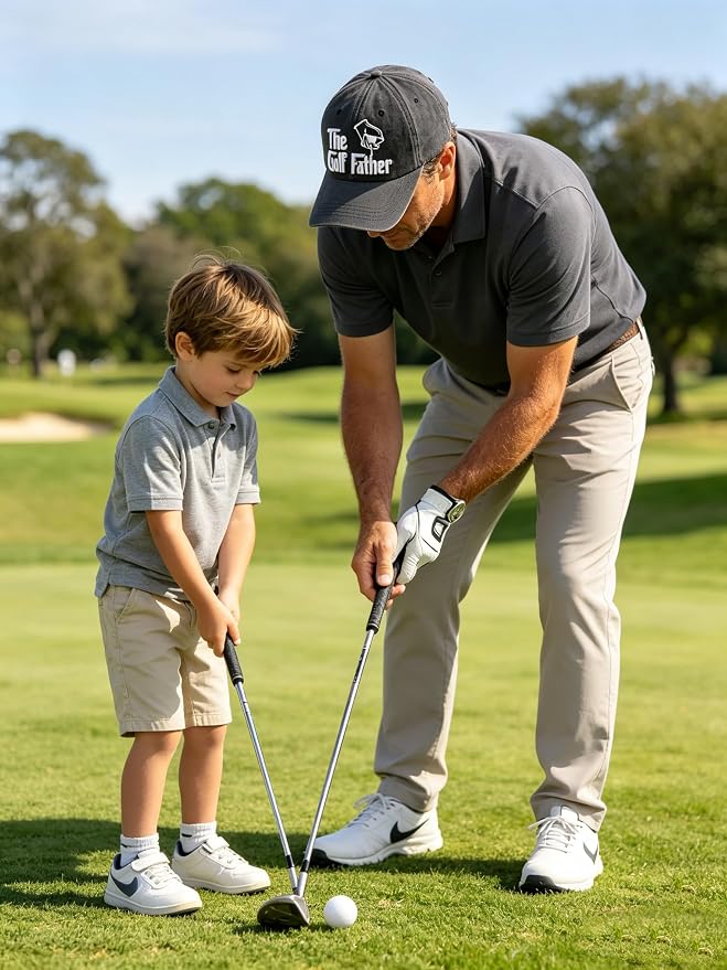 The Golf Father Baseball Cap for Men, Funny 3D Embroidered Adjustable Cotton Golf Gifts Dad Hat