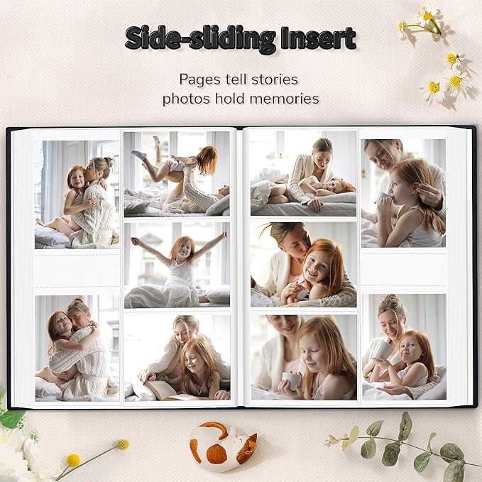 Artfeel Photo Album 4x6 with 600 Pockets,Slip-in Picture Albums,Linen Cover Memory Book with Front Window,White Page Vertical Photo Book for Wedding,Family,Anniversare,Baby,Vacation