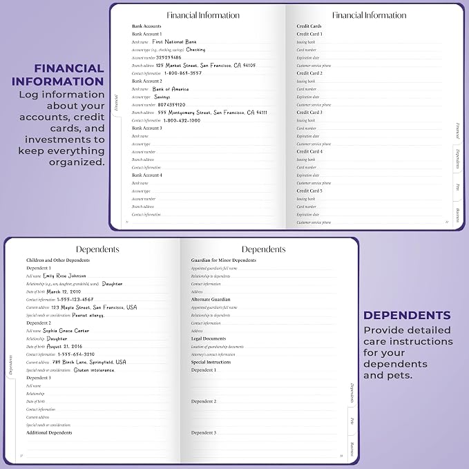 Skyline End of Life Planner – Emergency File Notebook for Important Information & Final Wishes – When I Die Beneficiary Book Organizer (Purple)