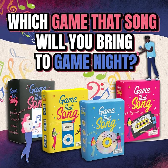 Game That Song - Music Party Game for Adults & Families | Card Game for Game Night | Compete to Play the Best Song | 3-6 Players or Groups