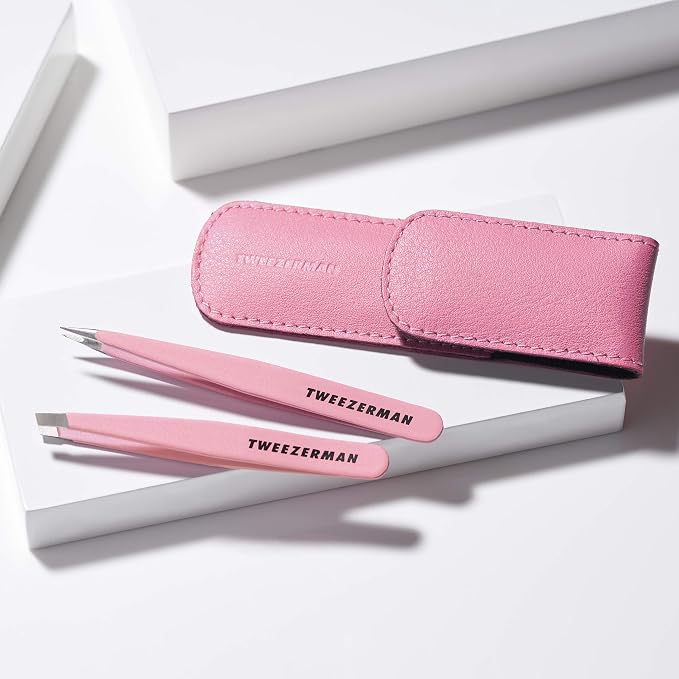 Tweezerman Exclusive Petite Tweeze Set for Eyebrows with Case Tea Rose